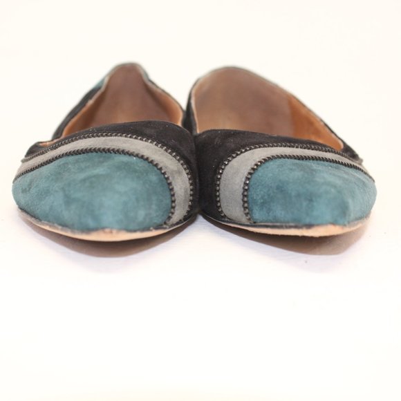 Corso Como Multicolored Suede Zipper Embellishment Ballet Flats #126 - Picture 3 of 11